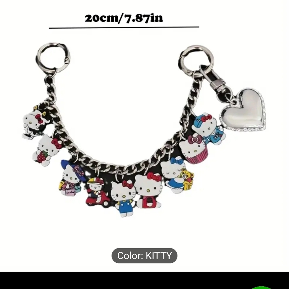 Hello Kitty Purse Charm  with Heart Pendant